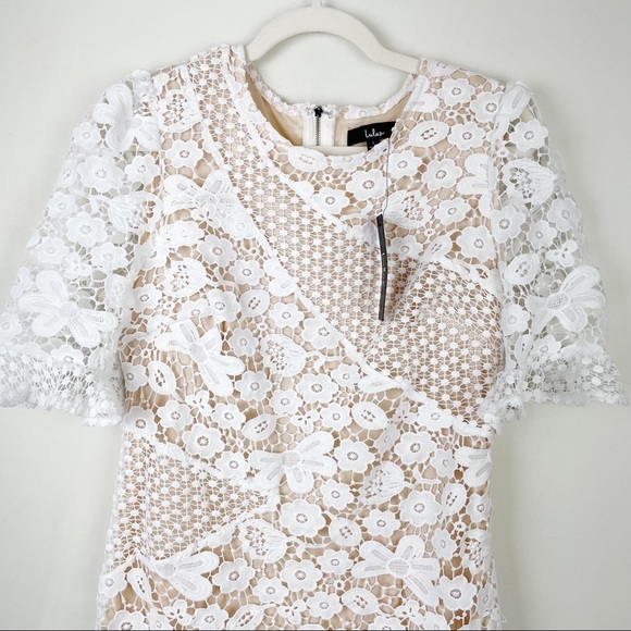 Lulus White Crochet Lace Short Sleeve Mini Dress - Picture 5 of 16